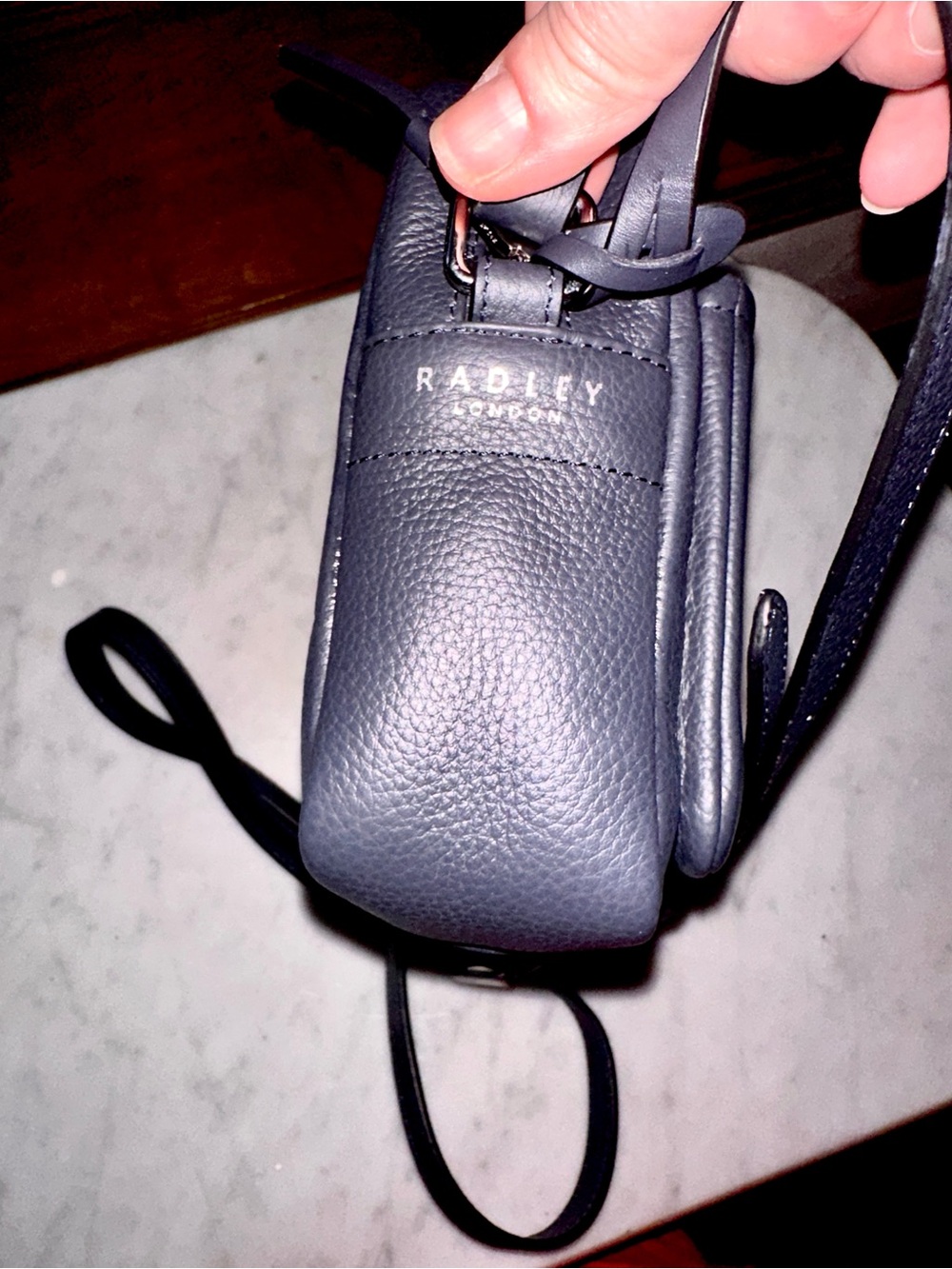 RADLEY LONDON Grained Leather Camera Crossbody in Navy - Picture 7 of 12